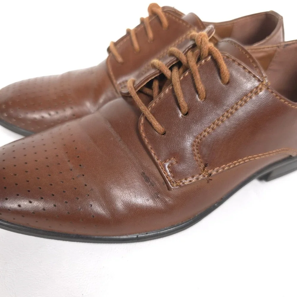 DEER STAGS Kids Boys Brown Oxford Dress Shoes Size 2M Lace Up Performance 21222‎